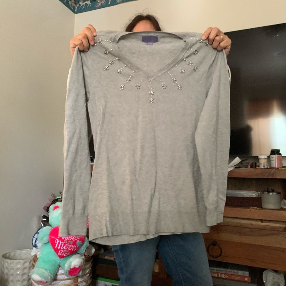 Laura scott grey beaded pull over